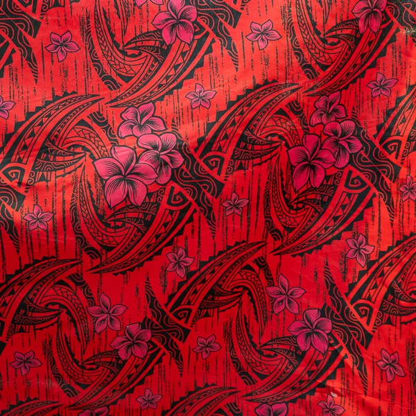 Fabric Poplin Print Col 2 Red Black